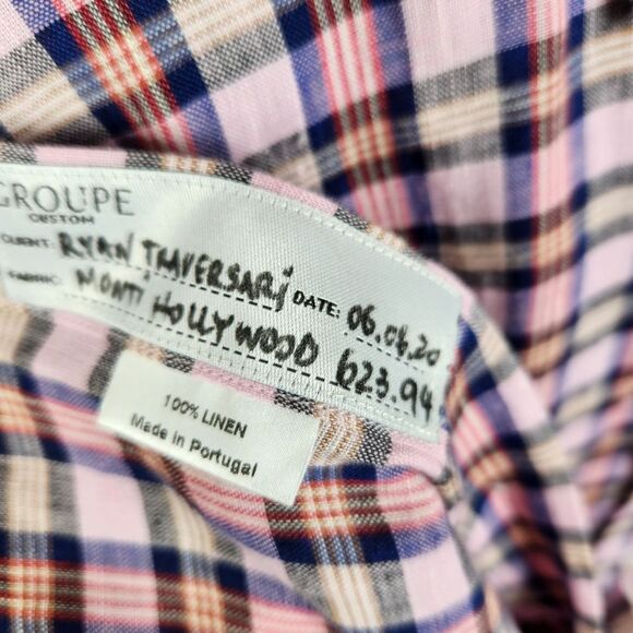 Troglodyte Homunculus Mens Long Sleeve Linen Plaid Button Down Shirt Size Medium - Picture 7 of 7